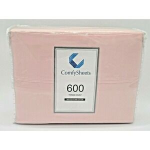 COMFY SHEETS 100% Egyptian Cotton 4-Piece Sheet Set 600TC (Pink, Cali King)